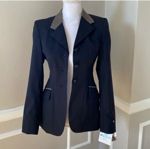 Grand Prix Navy Show Coat with Gray Suede Collar